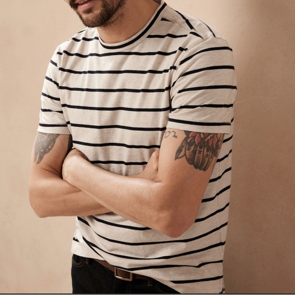 Unworn NWT Striped Banana Republic Supima Cotton Tee in sz Medium TALL - Picture 1 of 5